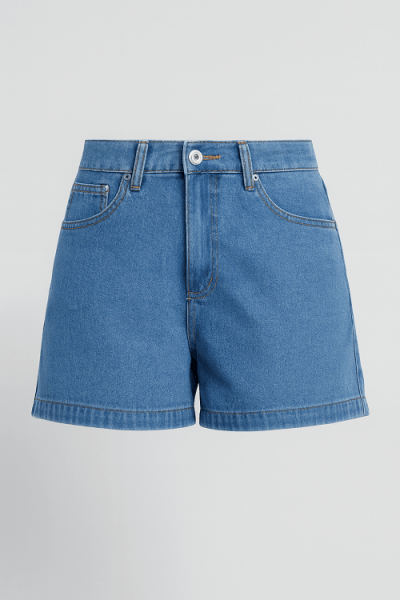 Short Jeans Mom Azul Médio F25023