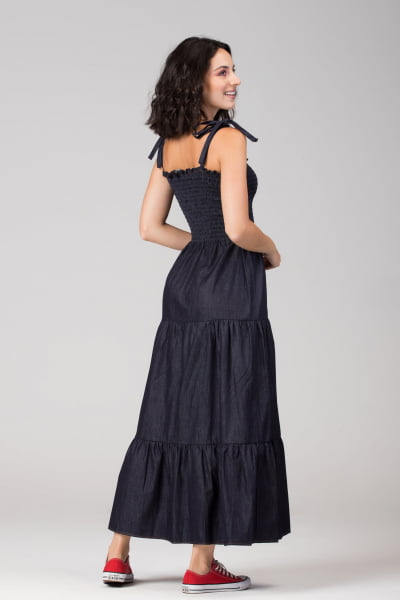 VESTIDO JEANS LASTEX LONGO VT008