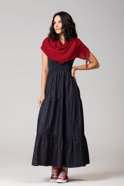 VESTIDO JEANS LASTEX LONGO VT008