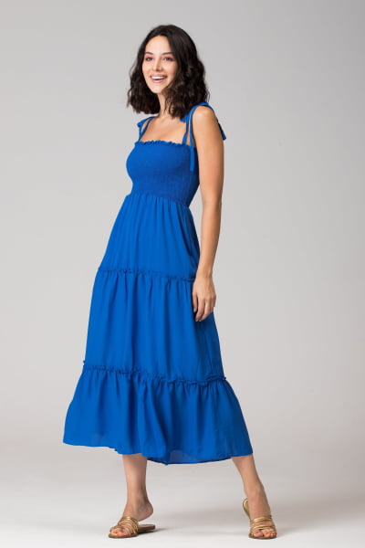 VESTIDO LASTEX LONGO AZUL BIC VT012