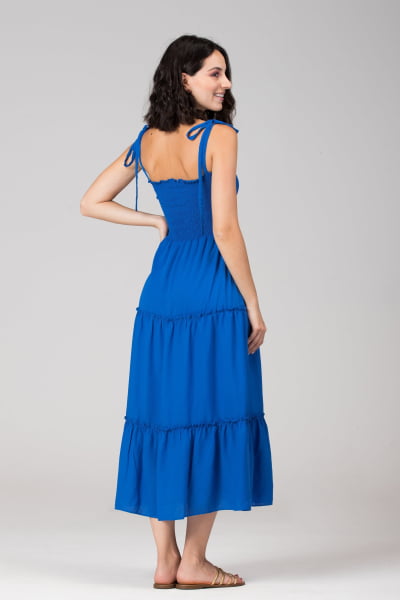 VESTIDO LASTEX LONGO AZUL BIC VT012