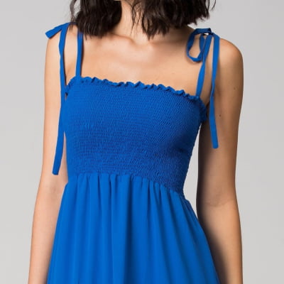 VESTIDO LASTEX LONGO AZUL BIC VT012