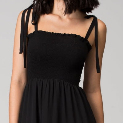 VESTIDO LASTEX MIDI PRETO VT016