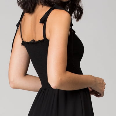 VESTIDO LASTEX MIDI PRETO VT016