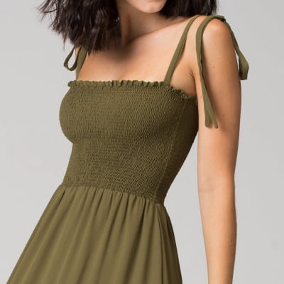 VESTIDO LASTEX MIDI VERDE MILITAR VT017