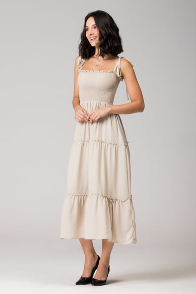 VESTIDO LASTEX MIDI VT020